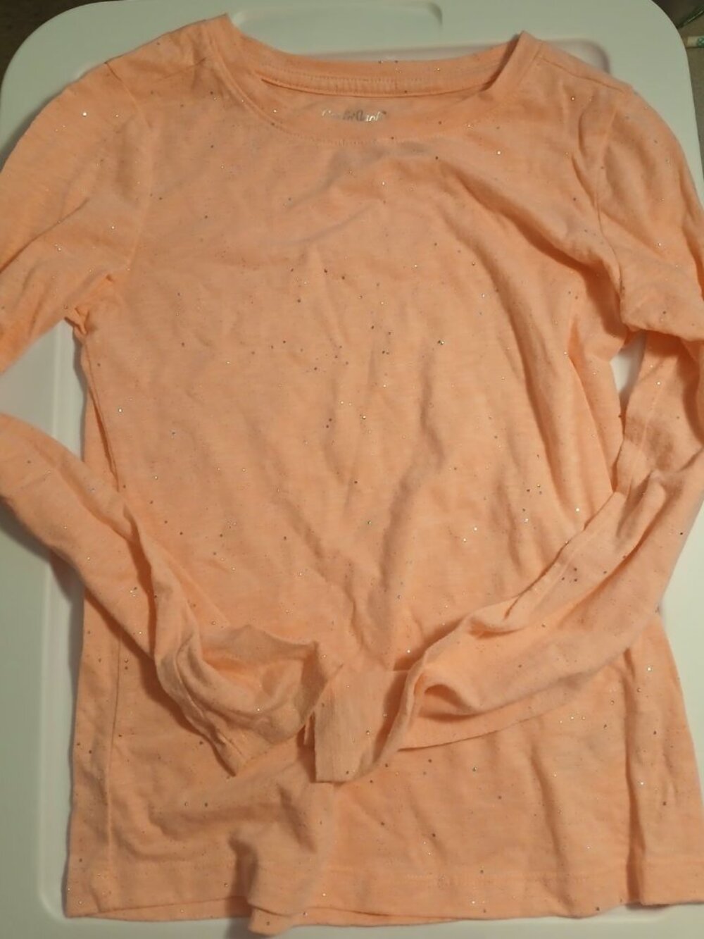 Cat & Jack M 7/8 Girls Sparkly Shirt orange/pink